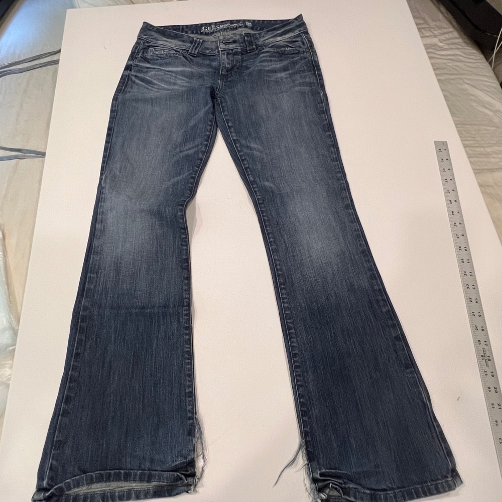 Guess‎ Jeans Womens 30 Medium Wash Bootcut Embroidered Pocket Stretch Denim Y2K